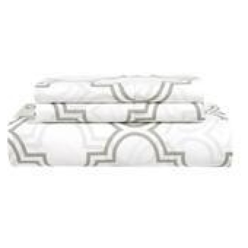 Lane Linen Queen Trellis Quilt Cover Set Grey