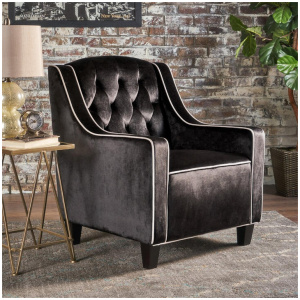 Lara Two Tone Tufted Black New Velvet Club Armchair