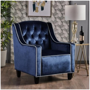 Lara Two Tone Tufted Cobalt New Velvet Club Armchair