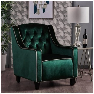 Lara Two Tone Tufted Emerald New Velvet Club Armchair