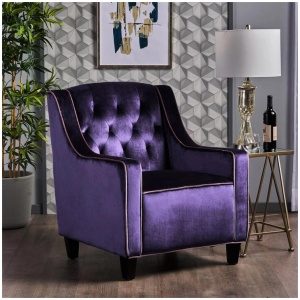 Lara Two Tone Tufted Plum New Velvet Club Armchair