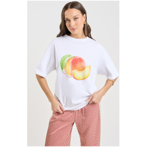 Liido Peach Slice Short Sleeve Oversized Tee Bright White
