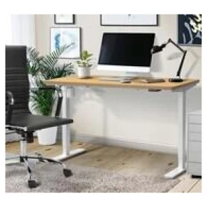 Lonsdale 120Cm White & Natural Electric Standing Desk Neutral