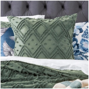 Medallion Sage Cotton Vintage Washed Tufted Super King Quilt Cover set by Park Avenue