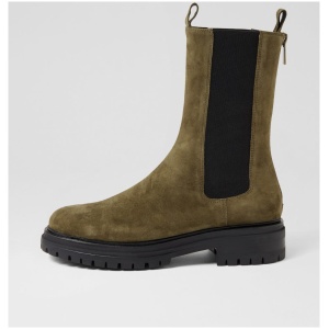 Mollini Armadil Mo Olive Suede Olive Boots Womens Shoes Casual Ankle Boots