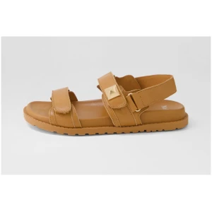Mollini Bebe Mo Dk Tan Leather Dk Tan Sandals Womens Shoes Casual Sandals Flat Sandals