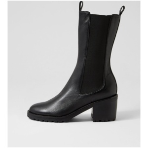 Mollini Biancha Mo Black Black Heel Leather Black Black Heel Boots Womens Shoes Casual Calf Boots