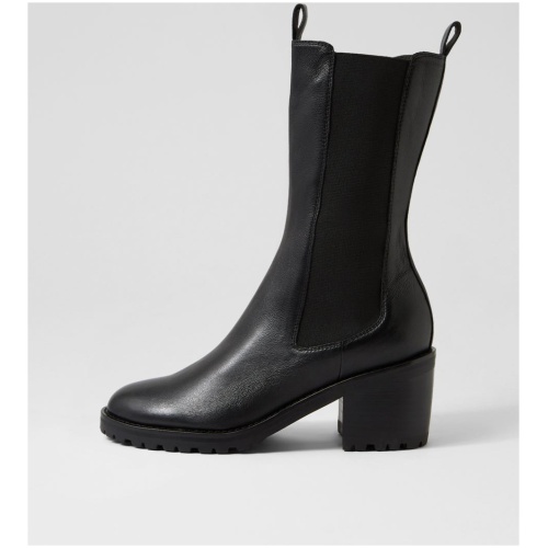Mollini Biancha Mo Black Black Heel Leather Black Black Heel Boots Womens Shoes Casual Calf Boots