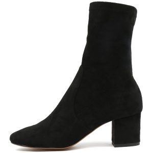 Mollini Careful Black Stretch Microsuede Black Boots Womens Shoes Casual Ankle Boots