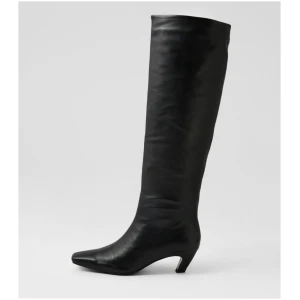 Mollini Deco Mo Black Leather Black Boots Womens Shoes Casual Long Boots