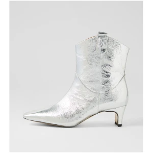 Mollini Diarlia Mo Silver Foil Leather Silver Foil Boots Womens Shoes Casual Ankle Boots