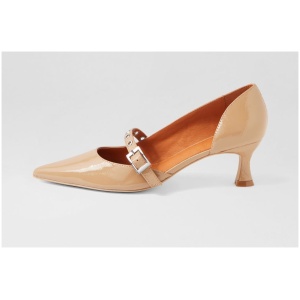 Mollini Gambel Mo Camel Crinkle Patent Camel Shoes Womens Shoes Dress Heeled Shoes