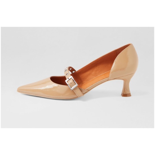 Mollini Gambel Mo Camel Crinkle Patent Camel Shoes Womens Shoes Dress Heeled Shoes