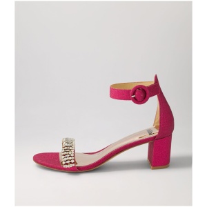 Mollini Glam Mo Fuchsia Glitter Fuchsia Sandals Womens Shoes Dress Heeled Sandals