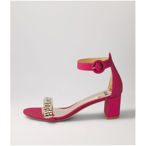 Mollini Glam Mo Fuchsia Glitter Fuchsia Sandals Womens Shoes Dress Heeled Sandals
