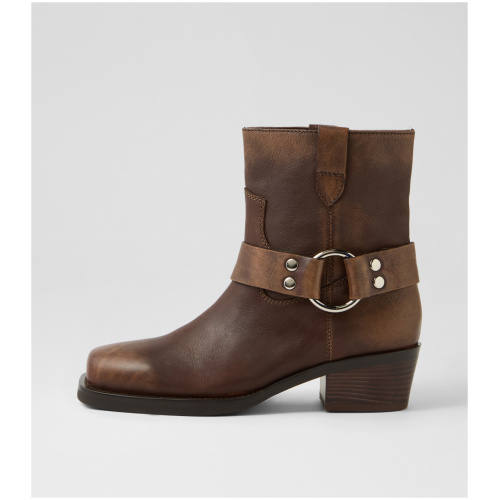 Mollini Harlee Mo Smokey Brown Leather Smokey Brown Boots Womens Shoes Casual Ankle Boots