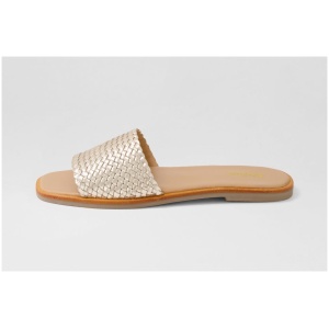Mollini Jenlyn Mo Gold Leather Gold Sandals Womens Shoes Sandals Flat Sandals