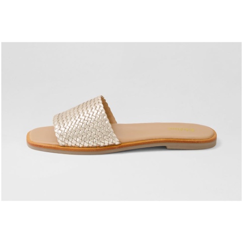 Mollini Jenlyn Mo Gold Leather Gold Sandals Womens Shoes Sandals Flat Sandals