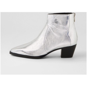 Mollini Jilina Mo Silver Crack Leather Silver Crack Boots Womens Shoes Casual Ankle Boots