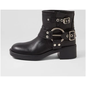 Mollini Kamilla Mo Black Leather Black Boots Womens Shoes Casual Ankle Boots