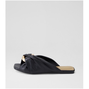 Mollini Liberti Mo Black Leather Black Sandals Womens Shoes Casual Sandals Flat Sandals