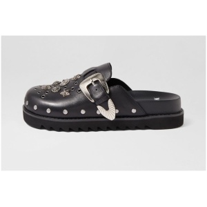 Mollini Manni Mo Black Leather Black Shoes Womens Shoes Casual Flat Shoes