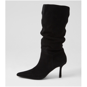 Mollini Nepo Mo Black Suede Black Boots Womens Shoes Casual Long Boots