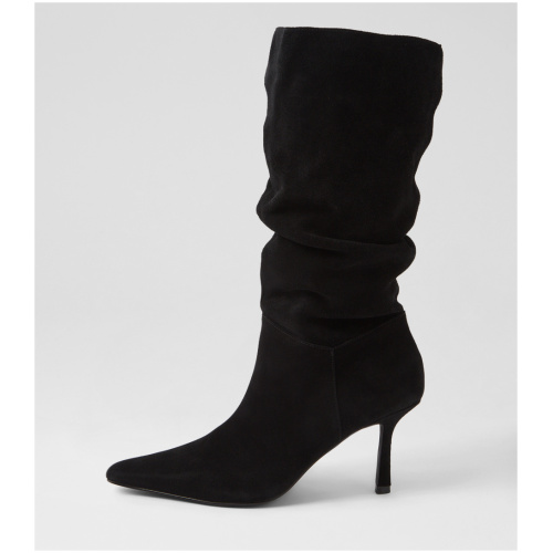 Mollini Nepo Mo Black Suede Black Boots Womens Shoes Casual Long Boots