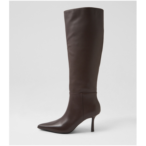 Mollini Nolling Mo Choc Leather Choc Boots Womens Shoes Casual Long Boots