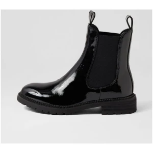 Mollini Roccom Mo Black Patent Leather Black Boots Womens Shoes Casual Ankle Boots