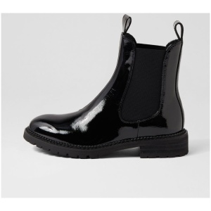 Mollini Roccom Mo Black Patent Leather Black Boots Womens Shoes Casual Ankle Boots