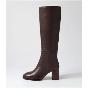 Mollini Salute Mo Choc Brown Heel Leather Choc Brown Heel Boots Womens Shoes Casual Long Boots