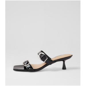 Mollini Thank Mo Black Leather Black Sandals Womens Shoes Dress Heeled Sandals