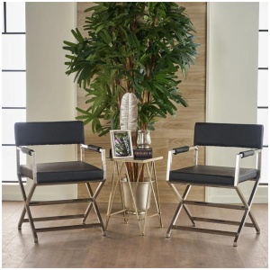 Rocklin Steel & Bonded Leather Director chair Armchair in Black