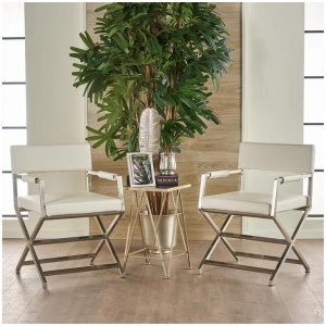 Rocklin Steel & Bonded Leather Director chair Armchair in White