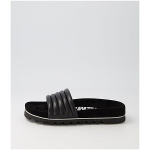 Rollie Slide Tooth Wedge Rl All Black Leather All Black Sandals Womens Shoes Casual Sandals Flat Sandals