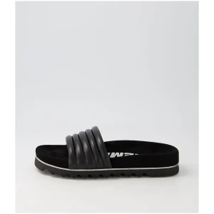 Rollie Slide Tooth Wedge Rl All Black Leather All Black Sandals Womens Shoes Casual Sandals Flat Sandals