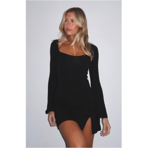 Round My Head Long Sleeve Mini Dress Black