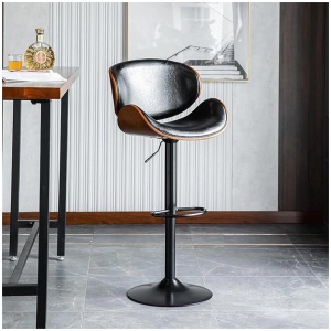 SERENITà European Black Modern Bar Stools Swivel Bar Stool Chair Counter Height Barstool with 360 Degree Swivel Seat