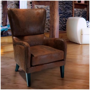 Salerno Brown Microfibre High Back Armchair