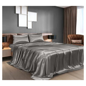 Satin King 4 Piece Sheet Set Grey
