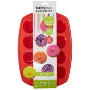 Scullery Kolori Silicone 12 Cup Muffin Pan Red