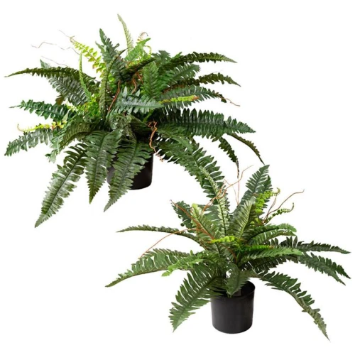 Set Of 2 Boston Fern Artificial Plant Green