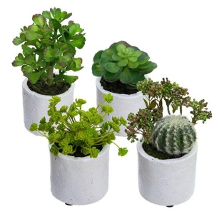 Set Of 4 Succulent Artificial Plant Green