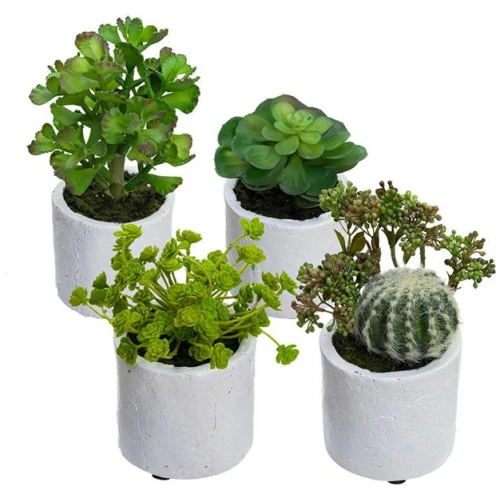 Set Of 4 Succulent Artificial Plant Green