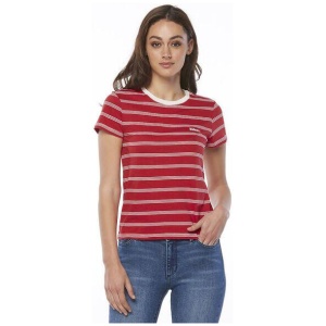 Signature Slim Tee // Bone/Red Stripe