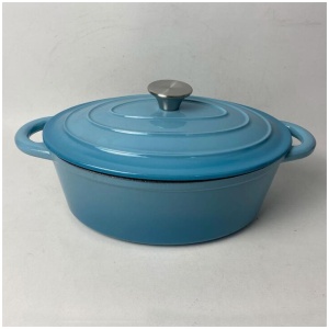 Smith + Nobel Traditions 3L Cast Iron Oval Casserole Pot Blue