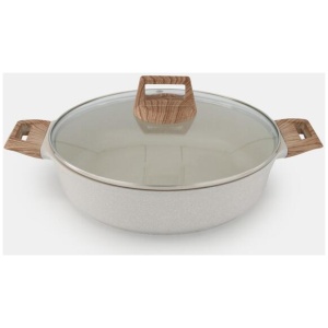 Smith + Nobel White Granite Plus 28 cm Low Casserole Pot with Lid