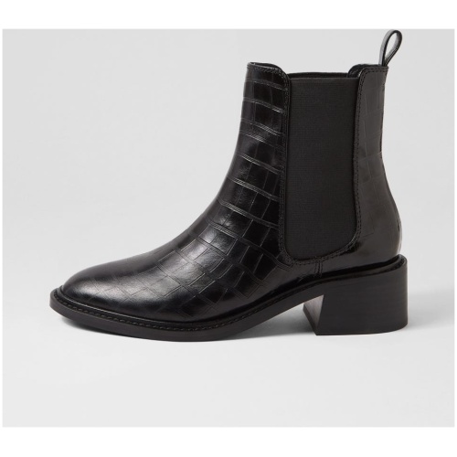Sol Sana Chelsea Ss Black Croc Leather Black Boots Womens Shoes Casual Ankle Boots