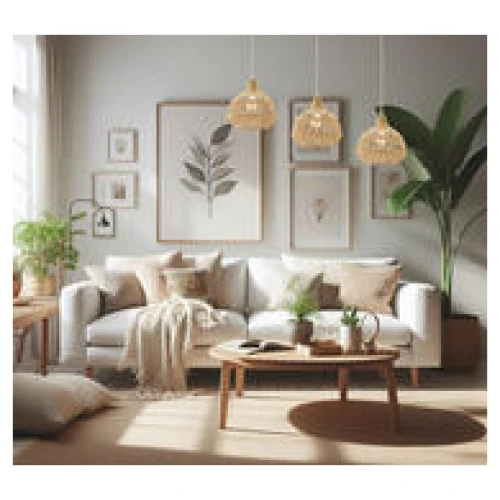 Solair Rattan Pendant Light Neutral